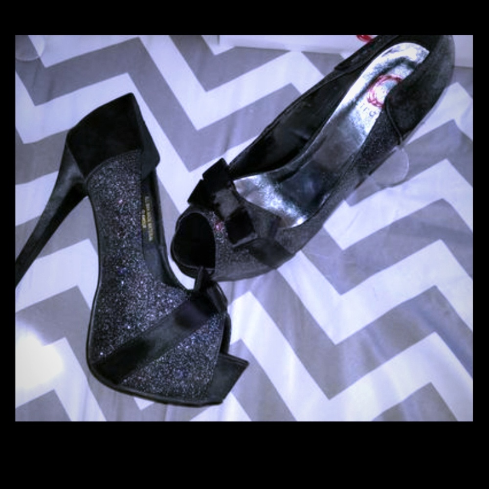 Black Glitter heels